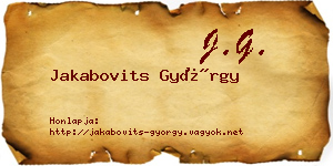 Jakabovits György névjegykártya
